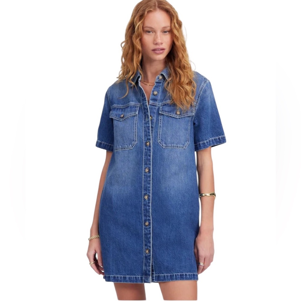 NEW MADEWELL Denim Boxy Shirtdress in Demarco Wash with‎ Pockets Size Medium - Picture 7 of 7